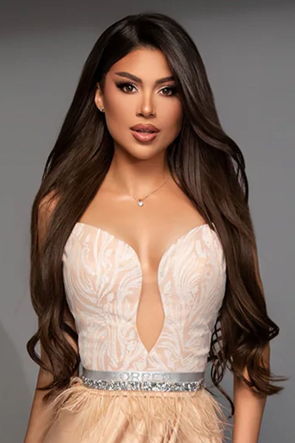МAXI SET TOP CON GONNA GRACELYN PIZZO GLITTERATO RASO VERDE SCURO