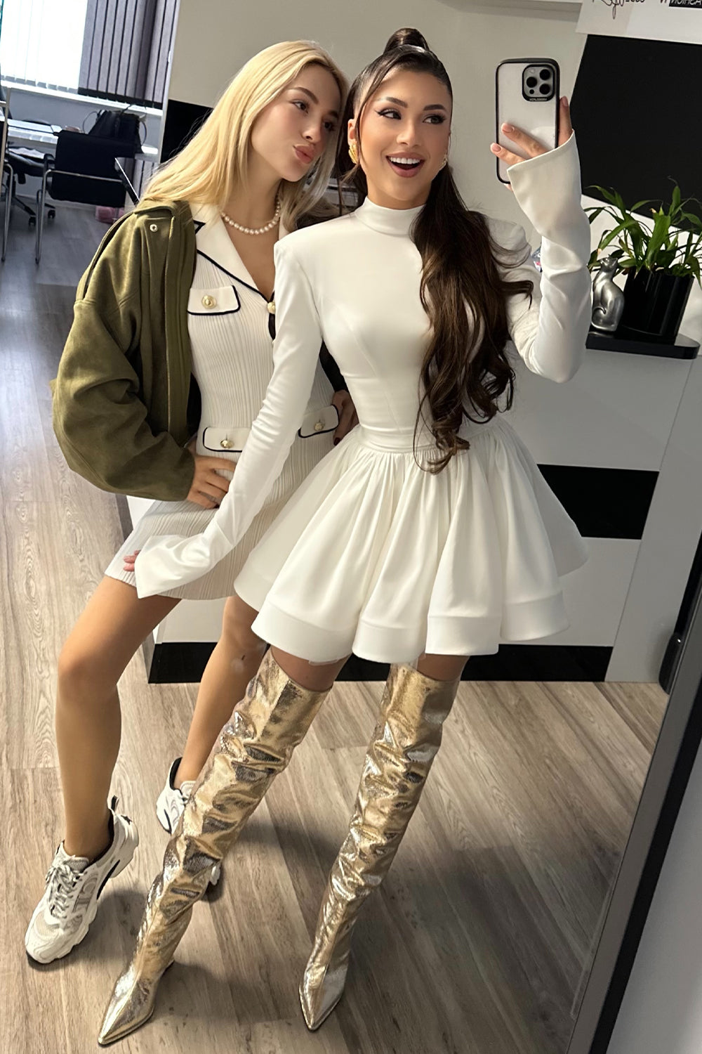 MINI SKIRT AND CROP TOP SET BECKY SATIN WHITE