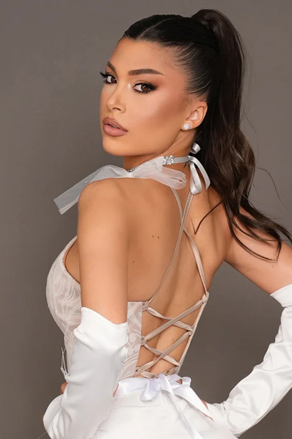 ТОП ADRIANA ДАНТЕЛА ГЛИТЕР БЯЛО С НЮД