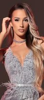 MAXI CONJUNTO TOP CON FALDA GRACELYN ЕNCAJE BRILLANTE SATÍN VERDE OSCURO