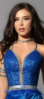 МAXI SET TOP CON GONNA GRACELYN PIZZO GLITTERATO RASO VERDE SCURO