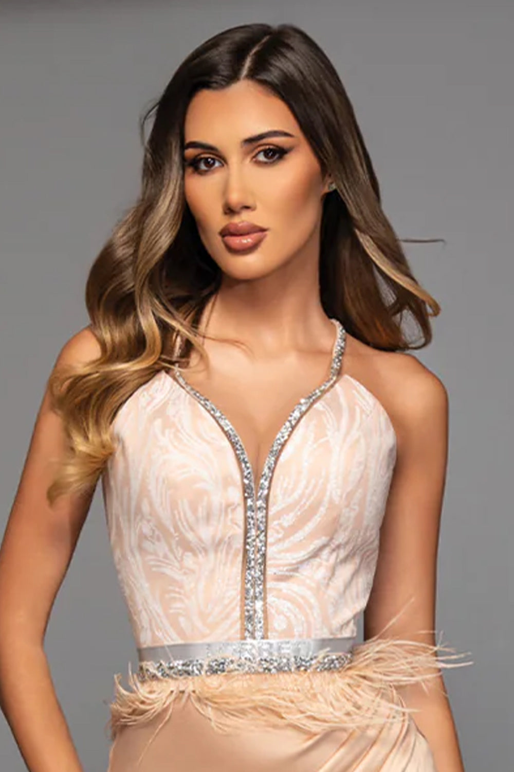 ТОП CANDICE ГЛИТЕР ДАНТЕЛА КАМЪНИ БЯЛ С НЮД