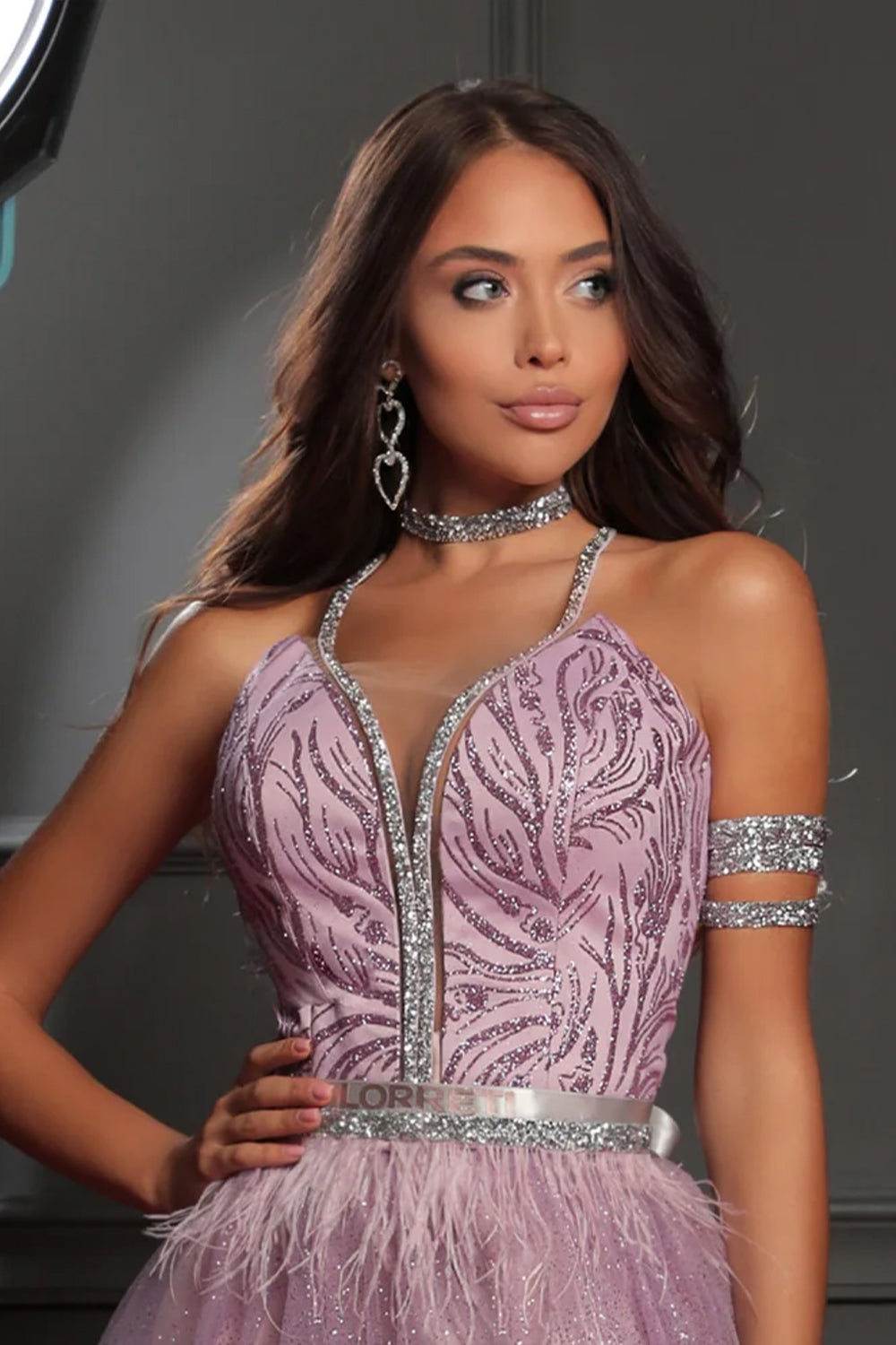 ТОП CANDICE ГЛИТЕР ДАНТЕЛА КАМЪНИ ЛАВАНДУЛА
