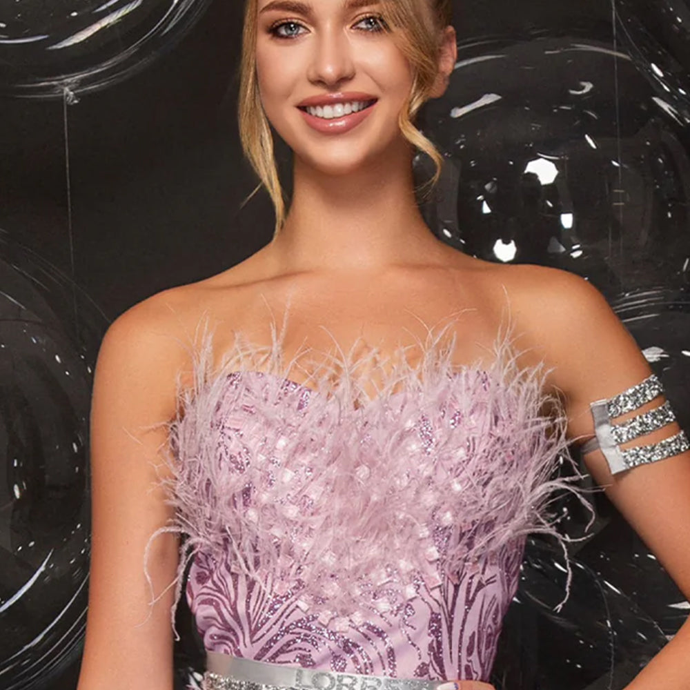 МAXI SET TOP CON GONNA GRACELYN PIZZO GLITTERATO RASO VERDE SCURO