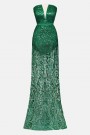 МAXI VESTITO AURELIA PIZZO GLITTERATO VERDE SCURO