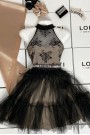 MINI DRESS NOAH LACE TULLE BLACK AND NUDE