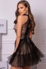 MINI DRESS NOAH LACE TULLE BLACK AND NUDE