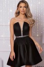 MINI DRESS CRYSTAL SATIN BLACK