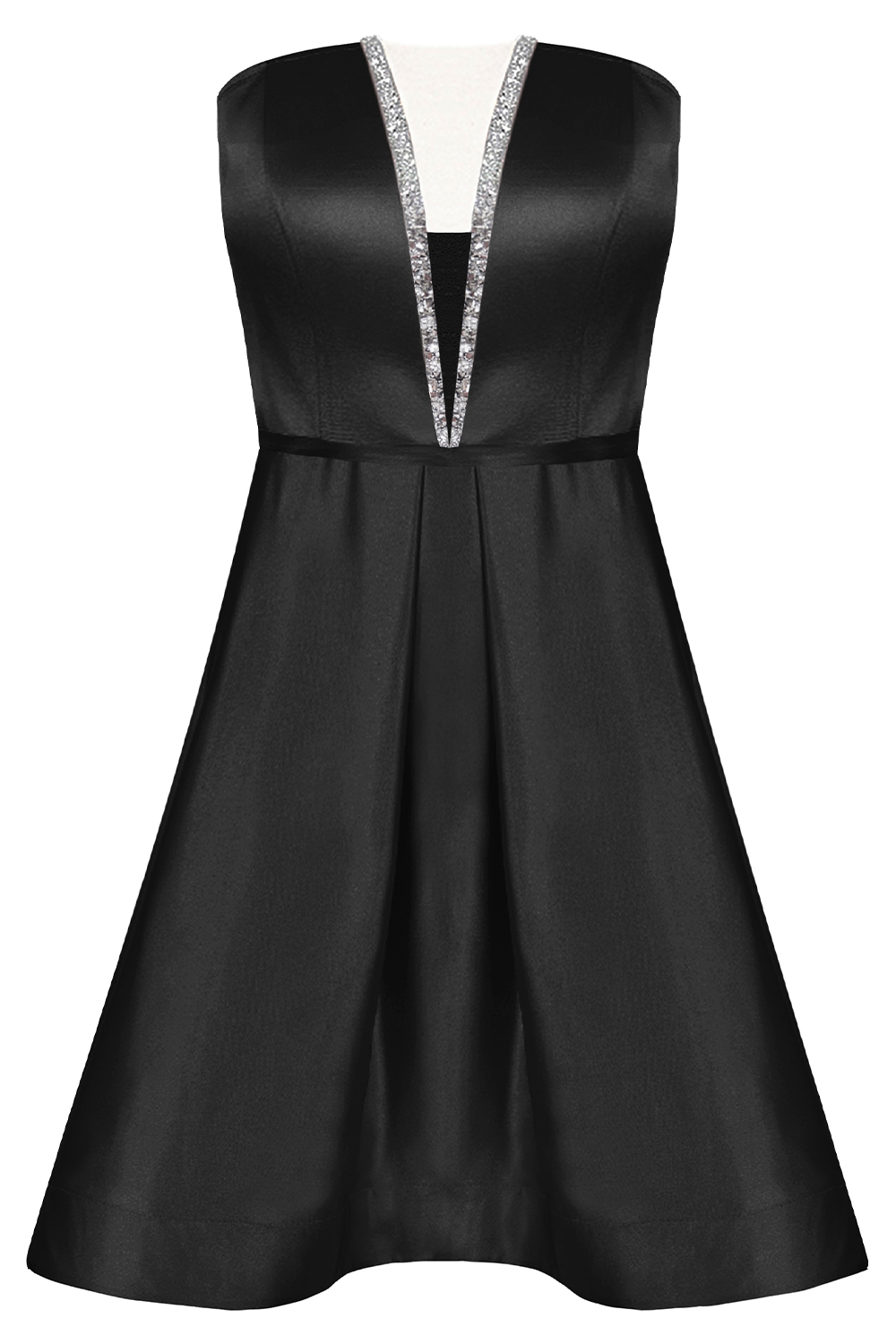 MINI DRESS CRYSTAL SATIN BLACK