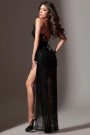 MAXI DRESS ALAIA SEQUIN FEATHERS BLACK