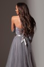 MAXI DRESS PENELOPE FEATHERS GLITTER TULLE DARK GREY