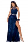 MAXI DRESS NIKKIE LACE TRICOT LAME DARK BLUE