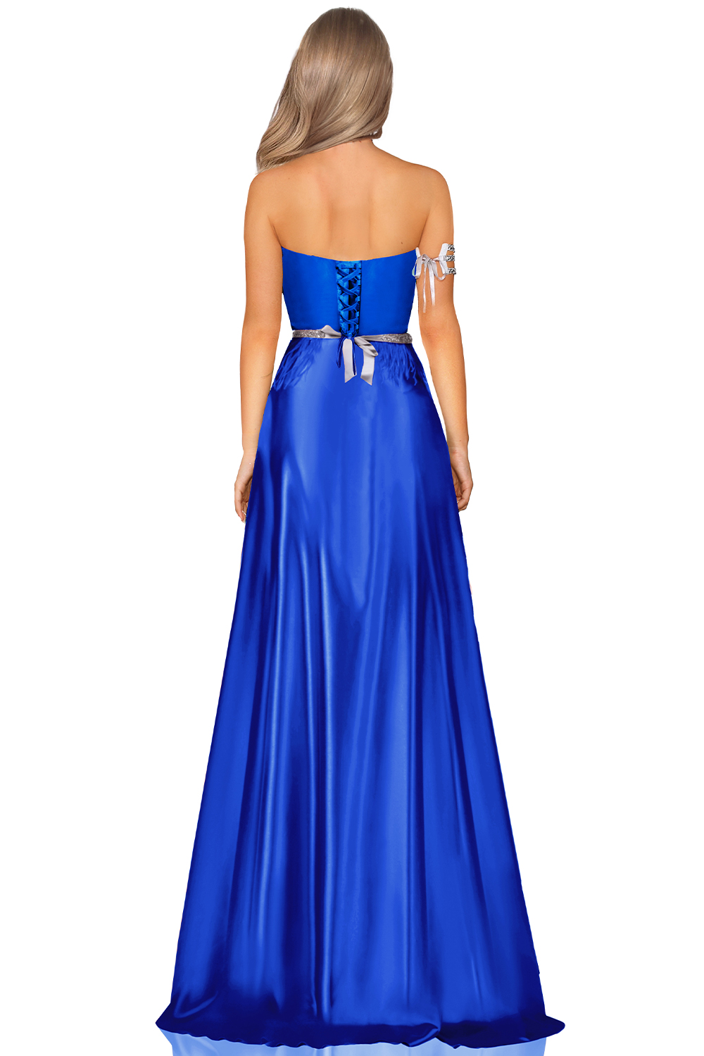 Maxi Dress Celin Satin Cobalt Blue Lorreti 9623