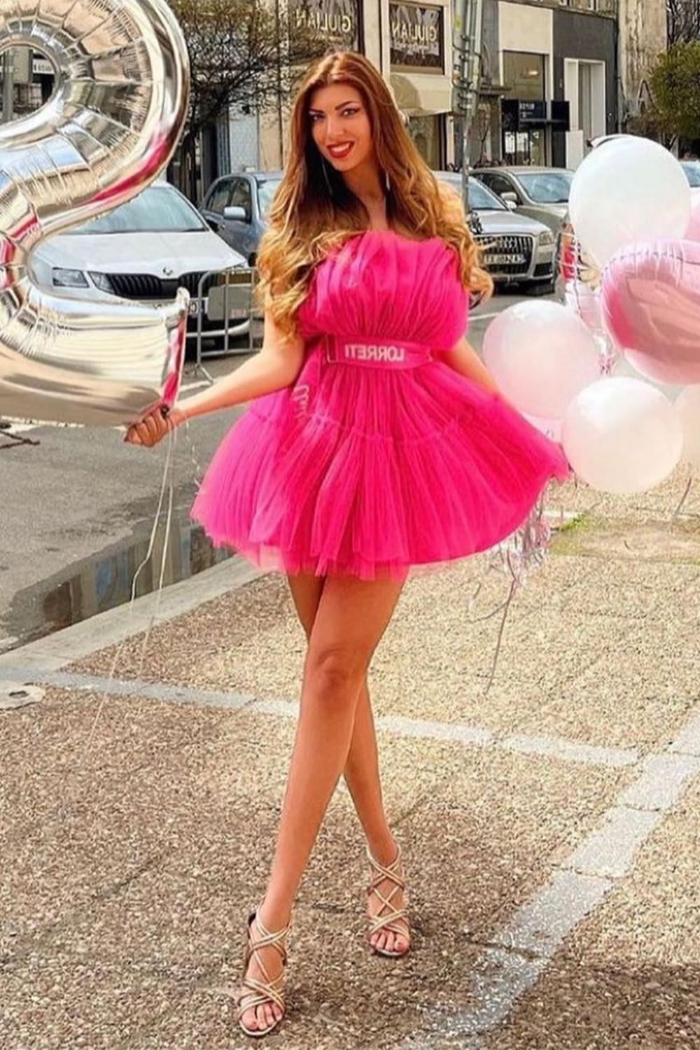 Pink tulle outlet mini dress