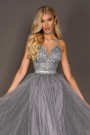 MAXI DRESS CANDICE LACE GLITTER TULLE DARK GREY