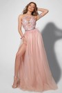 MAXI SKIRT AND CROP TOP SET 2 PARTS AURA LACE TULLE POWDER PINK