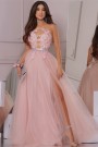 MAXI SKIRT AND CROP TOP SET 2 PARTS AURA LACE TULLE POWDER PINK