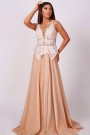 MAXI SKIRT AND CROP TOP SET 2 PARTS IRIS GLITTER LACE SATIN GOLDEN