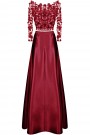 MAXI SKIRT AND CROP TOP SET CARMEN LACE SATIN BURGUNDY