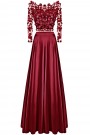 MAXI SKIRT AND CROP TOP SET CARMEN LACE SATIN BURGUNDY