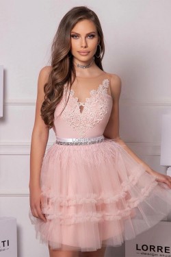 MINI SKIRT AND CROP TOP SET DARLA TRICOT TULLE SOFT PEACH