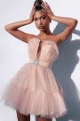 MINI SKIRT AND CROP TOP SET ANNALISE TULLE POWDER PINK 