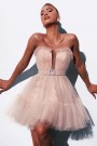 MINI SKIRT AND CROP TOP SET ANNALISE TULLE POWDER PINK 