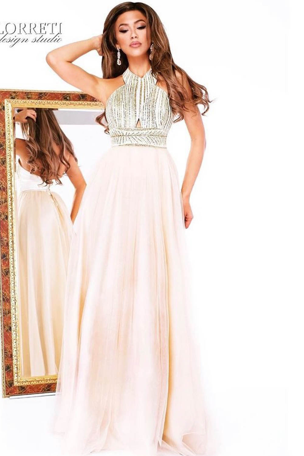 MAXI SKIRT AND CROP TOP SET TATIANA LACE TULLE GOLDEN