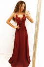 MAXI SKIRT AND CROP TOP SET GILLIAN LACE CHIFFON BURGUNDY