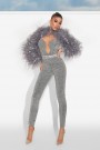 SLEEVE SATIN FEATHERS GRAY