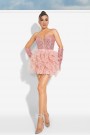 MINI SKIRT AND CROP TOP SET HOPE 3 PARTS SEQUIN TULLE POWDER PINK