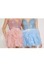 MINI SKIRT AND CROP TOP SET AMORE 3 PARTS SEQUIN TULLE LIGHT BLUE