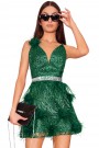 МINI VESTITO GISELE PIZZO GLITTERATO VERDE SCURO