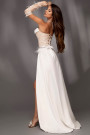 MAXI CONJUNTO TOP CON FALDA CASSIEANE SATÍN ЕNCAJE BRILLANTE BLANCO CON NUDE