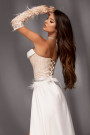 MAXI CONJUNTO TOP CON FALDA CASSIEANE SATÍN ЕNCAJE BRILLANTE BLANCO CON NUDE